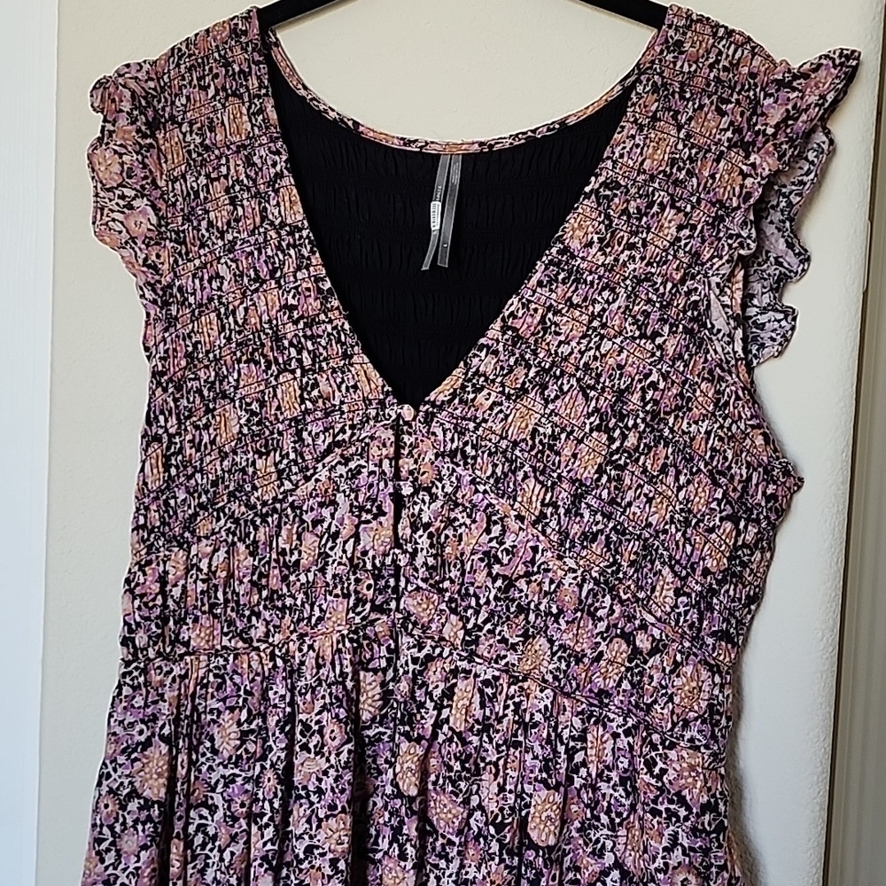 Anthropologie Peregrine Smocked Boho Floral Dress L